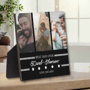 Classic Minimalist Black White Best Dad Ever Plaque
