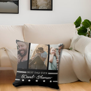 Classic Minimalist Black White Best Dad Ever Throw Pillow