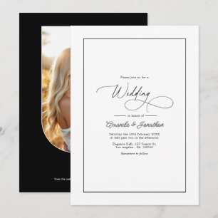 Classic Minimalist Black & White Wedding QR Code Invitation