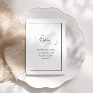 Classic Minimalist Black & White Wedding QR Code Invitation