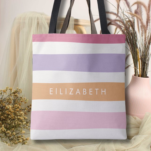 Classic minimalist Colourful Summer Stripes art Tote Bag (Creator Uploaded)