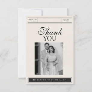 Classic Minimalist Elegant Photo Wedding  Thank You Card