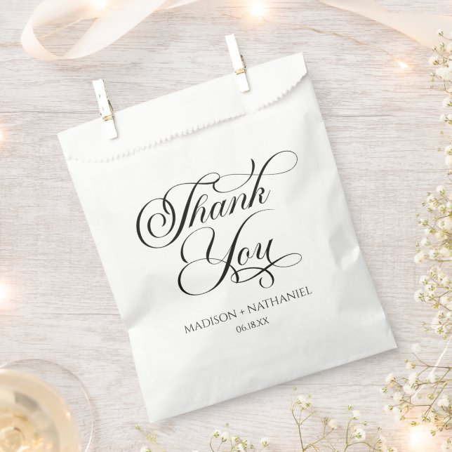 Classic Minimalist Elegant Script Wedding Favour Bag (Clipped)