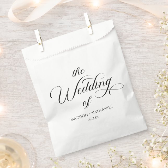 Classic Minimalist Elegant Script Wedding Favour Bag (Clipped)