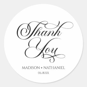 Classic Minimalist Elegant Script Wedding Round Sticker