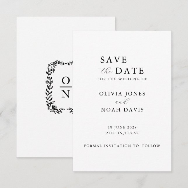 CLASSIC MINIMALIST ELEGANTSIMPLE SAVE THE DATE (Front/Back)