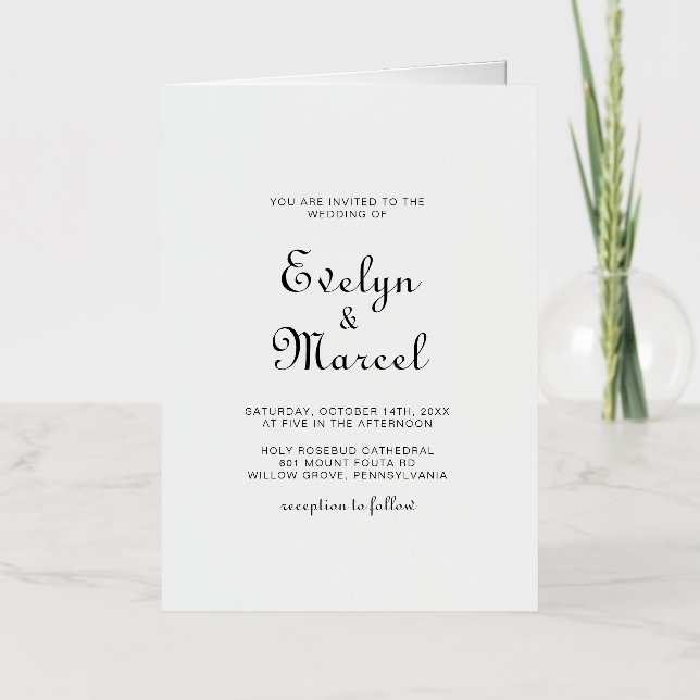 Classic Minimalist Folded Wedding Invitation (Front)