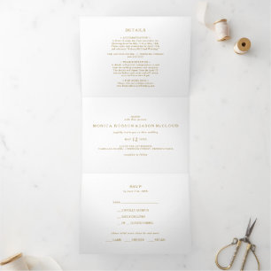 Classic Minimalist Gold All In One Tri-fold Invitation