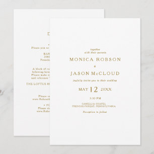 Classic Minimalist Gold All In One Wedding Invitation
