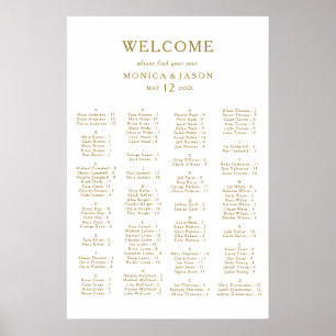 Classic Minimalist Gold Alphabetical Seating Chart