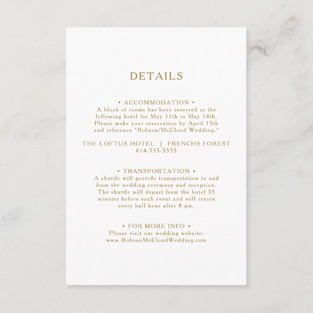 Classic Minimalist Gold Details Enclosure Card (Front)