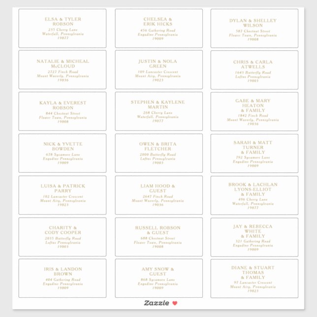 Classic Minimalist Gold Guest Address Labels (Sheet)