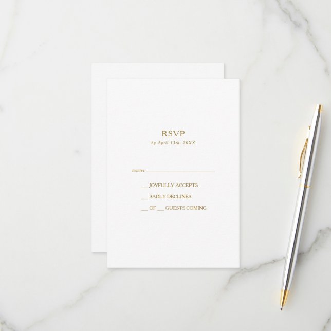 Classic Minimalist Gold RSVP Card (Front/Back In Situ)