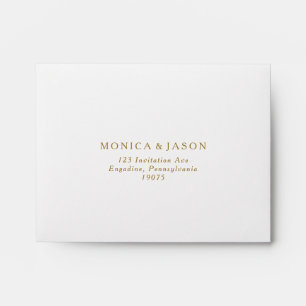 Classic Minimalist Gold Self Addressed RSVP Envelope