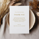 Classic Minimalist Gold Thank You Reception Card<br><div class="desc">This classic minimalist gold thank you reception card is great for a simple and elegant wedding. The gold vintage typography gives it a classy formal touch. Keep it as is,  or choose to personalize it with artwork or graphics of your choice.</div>