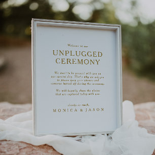 Classic Minimalist Gold Unplugged Ceremony Sign