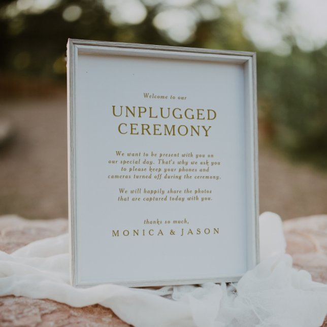 Classic Minimalist Gold Unplugged Ceremony Sign (Creator Uploaded)