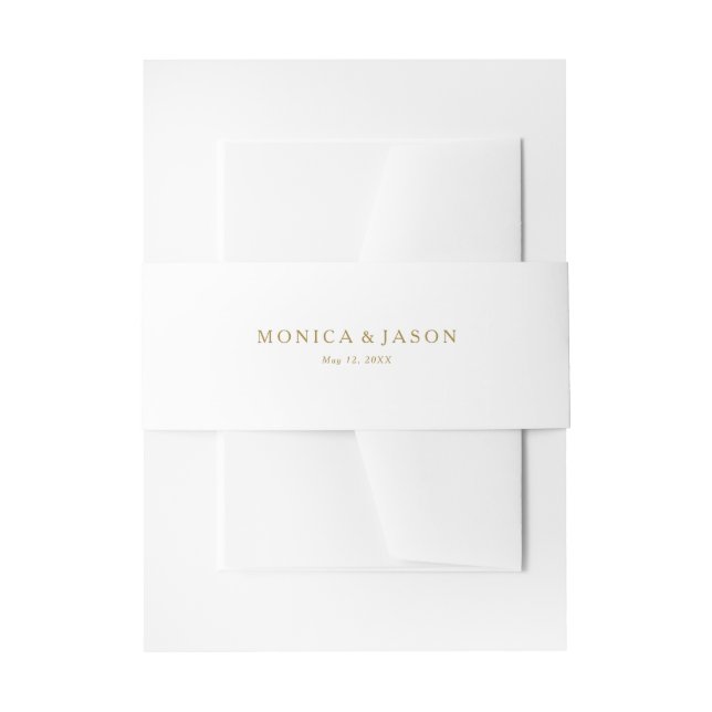 Classic Minimalist Gold Wedding Invitation Belly Band (Front Example)