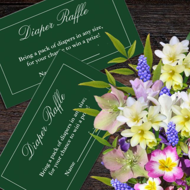 Classic Minimalist Green Diaper Raffle Enclosure Card (Creator Uploaded)