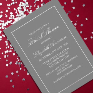 Classic Minimalist Grey Bridal Shower Invitation
