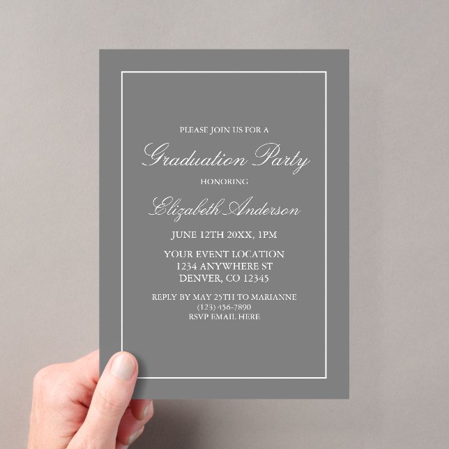 Classic Minimalist Grey Graduation Invitation (Insitu (Handheld))