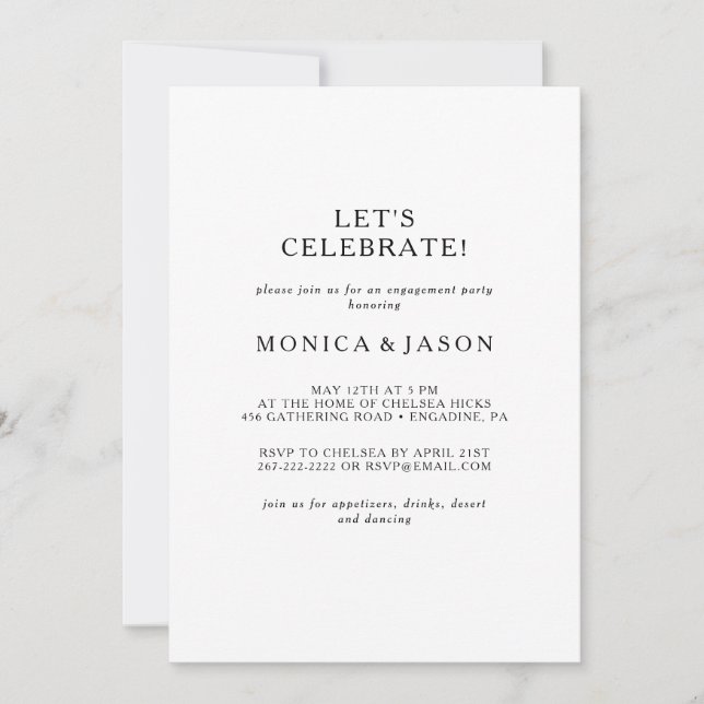 Classic Minimalist Let's Celebrate Invitation (Front)
