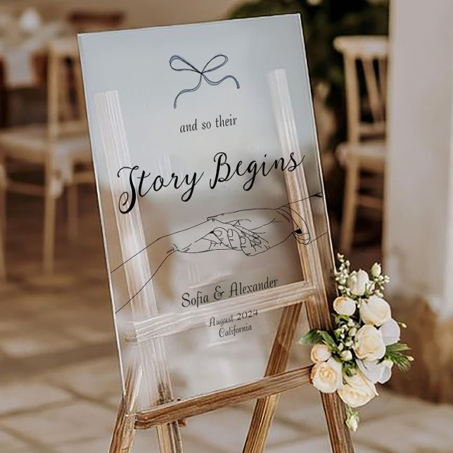 Classic Minimalist Line Art Wedding Welcome Acrylic Sign (Acrylic Wedding Design)