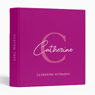 Classic Minimalist Magenta Monogram Binder