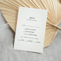 Classic Minimalist Menu Choice RSVP Card