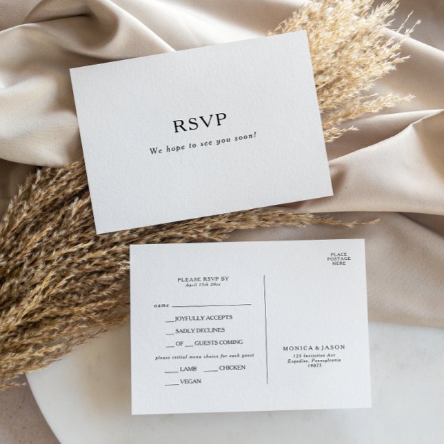 Classic Minimalist Menu Choice RSVP Card (Creator Uploaded)