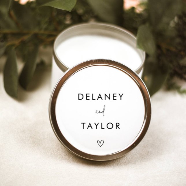 Classic Minimalist Mixed Font Simple Black  White  Classic Round Sticker (Customize with your text and your wedding colors!)