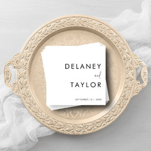 Classic Minimalist Mixed Font Simple Black  White  Napkin