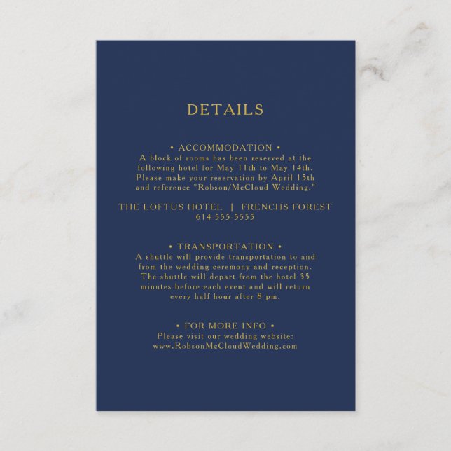 Classic Minimalist Navy Blue | Gold Details Enclosure Card (Front)