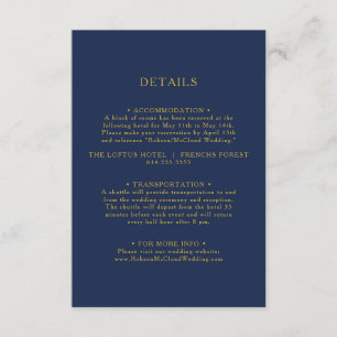 Classic Minimalist Navy Blue   Gold Details Enclosure Card