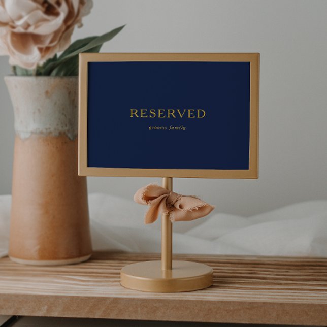 Classic Minimalist Navy Blue | Gold Reserved Sign (Creator Uploaded)