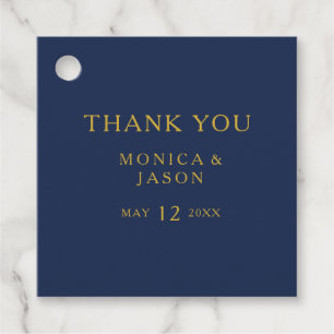 Classic Minimalist Navy Blue   Gold Thank You Favour Tags