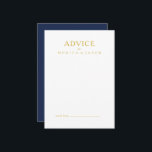Classic Minimalist Navy Blue | Gold Wedding Advice Card<br><div class="desc">This classic minimalist navy blue | gold wedding advice card is great for a simple modern romantic and elegant wedding. The dark navy blue colour palette and minimal vintage typography give it a classy chic formal touch. The design is flexible, perfect for a basic contemporary evening, spring, fall, summer, or...</div>