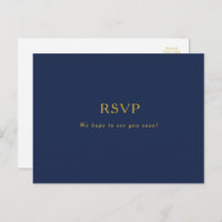 Classic Minimalist Navy Blue | Gold Wedding RSVP