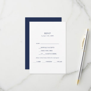 Classic Minimalist Navy Blue Menu Choice RSVP Card