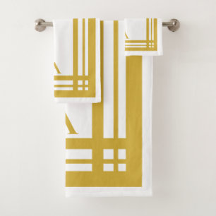 Classic Minimalist Personalized Golden Hotel Bath Towel Set
