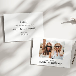 Classic Minimalist Photo Maid of Honour Proposal Invitation