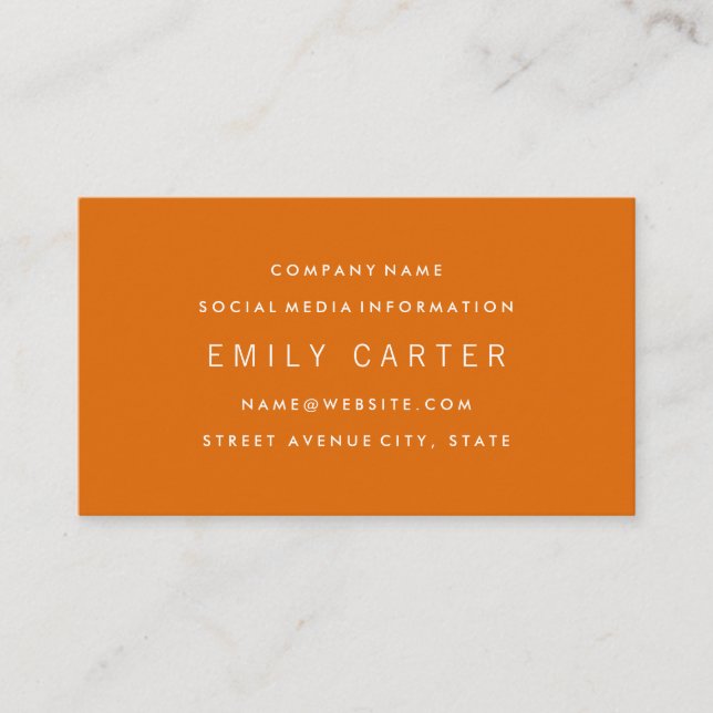 Classic Minimalist Professional Orange Business Card (Front)