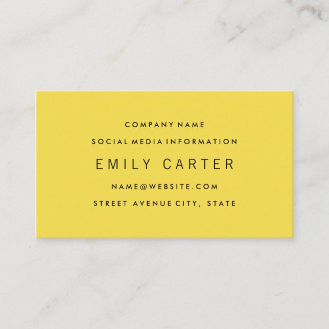 Classic Minimalist Professional Yellow Business Card (Front)