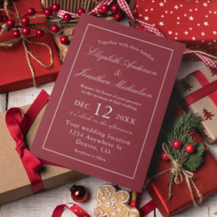 Classic Minimalist Red Wedding Invitation