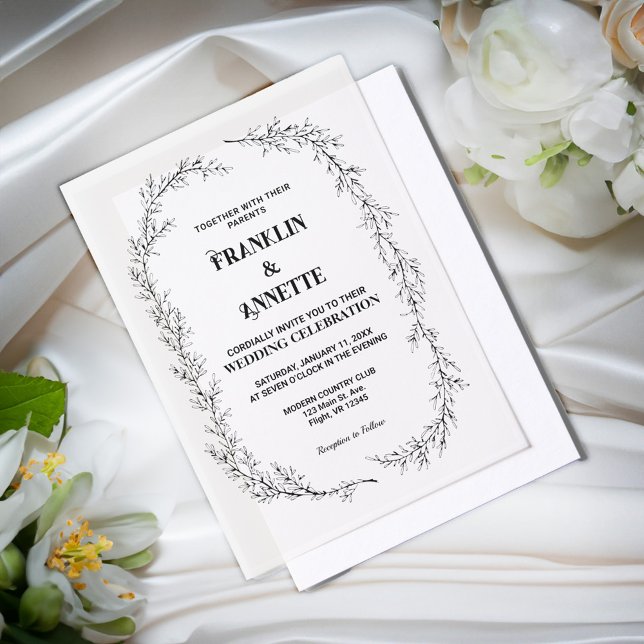 Classic Minimalist Script Elegant Formal Wedding  Vellum Invitations (Classic Minimalist Script Elegant Formal Wedding Vellum Invitations is elegant to send to your guest)