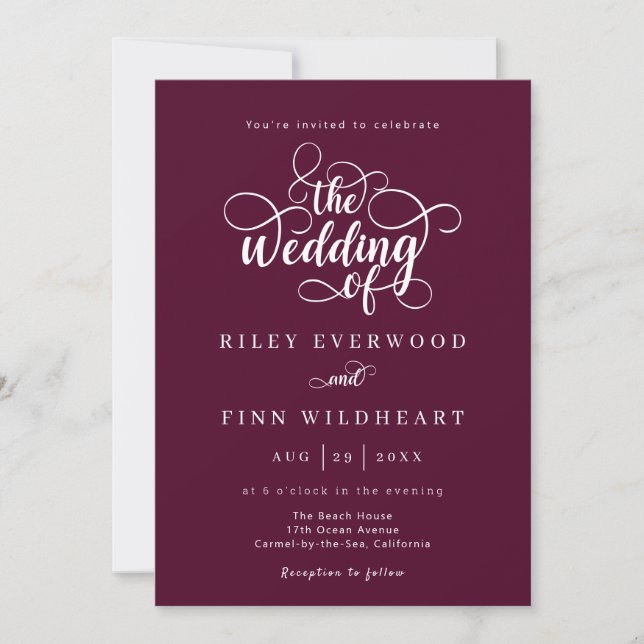 Classic Minimalist Script Wedding Invitation (Front)