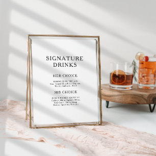 Classic Minimalist Signature Drinks Sign