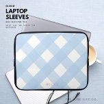 Classic Minimalist Simple Blue and White Gingham Laptop Sleeve<br><div class="desc">Useful and chic... what more could a girl want?
Make this minimalist pale blue and white gingham laptop sleeve exclusively yours buy personalising it with your name.</div>