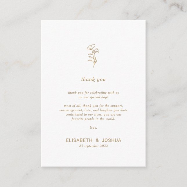 Classic Minimalist Simple Thank you Enclosure Card (Front)