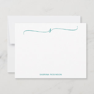 Classic Minimalist Teal Calligraphy Note Card